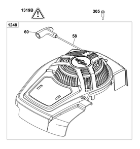 Blower Housing Group Diagram and Parts List for 125P02-0087-F1 100000 - 19Z999 Briggs and Stratton Engine